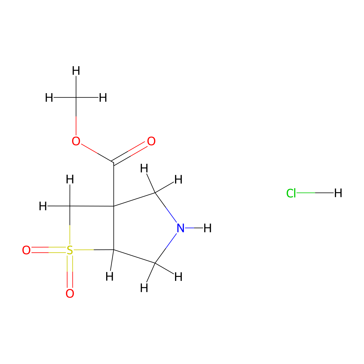 Methyl 6,6-dioxo-6lambda6-thia-3-azabicyclo(3.2.0)heptane-1-carboxylate hydrochloride molecular structure, CAS 2866322-90-7