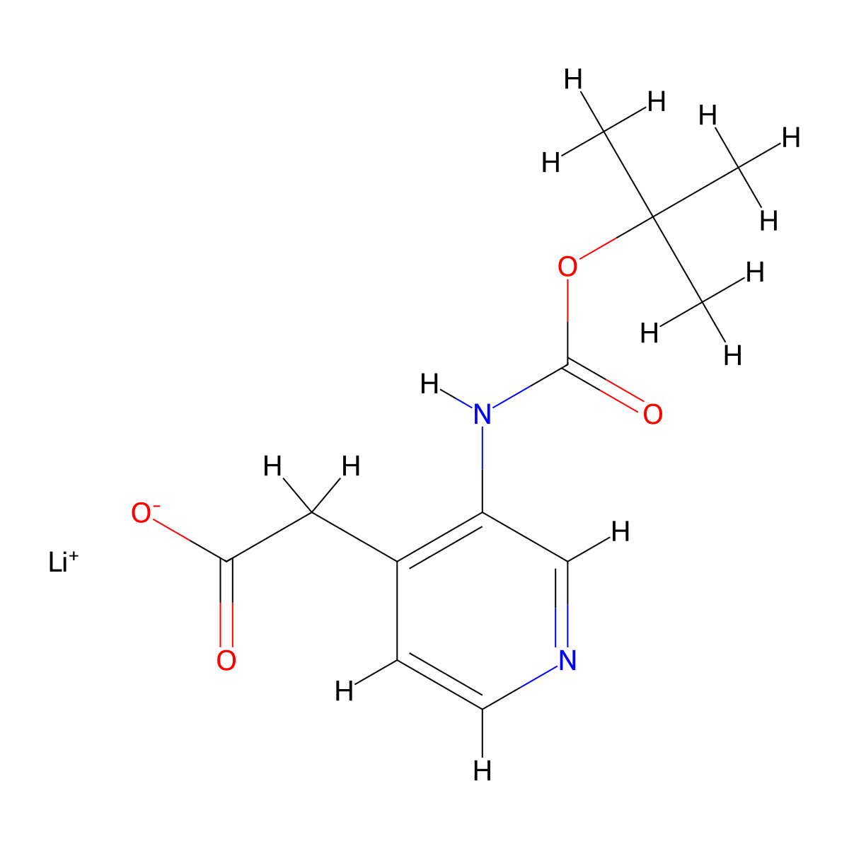 Lithium(1+) 2-(3-{[(tert-butoxy)carbonyl]amino}pyridin-4-yl)acetate molecular structure, CAS 2866322-91-8