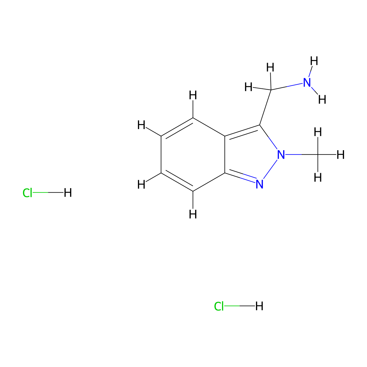 1-(2-methyl-2H-indazol-3-yl)methanamine dihydrochloride molecular structure, CAS 2866323-06-8