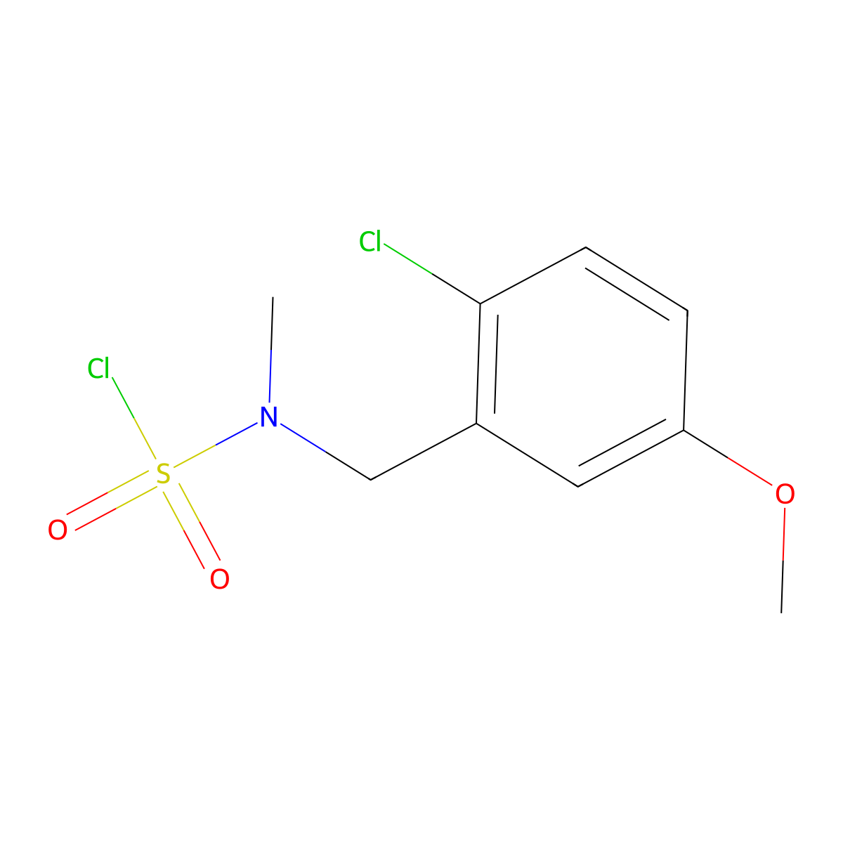 N-[(2-chloro-5-methoxyphenyl)methyl]-N-methylsulfamoyl chloride molecular structure, CAS 2866323-24-0