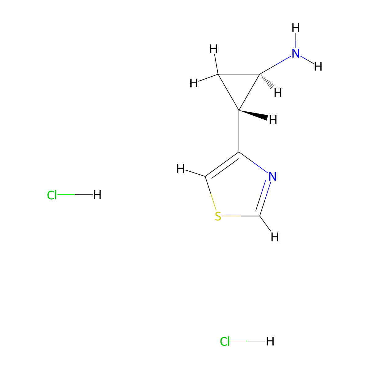 rac-(1R,2R)-2-(1,3-thiazol-4-yl)cyclopropan-1-amine dihydrochloride molecular structure, CAS 2866323-26-2