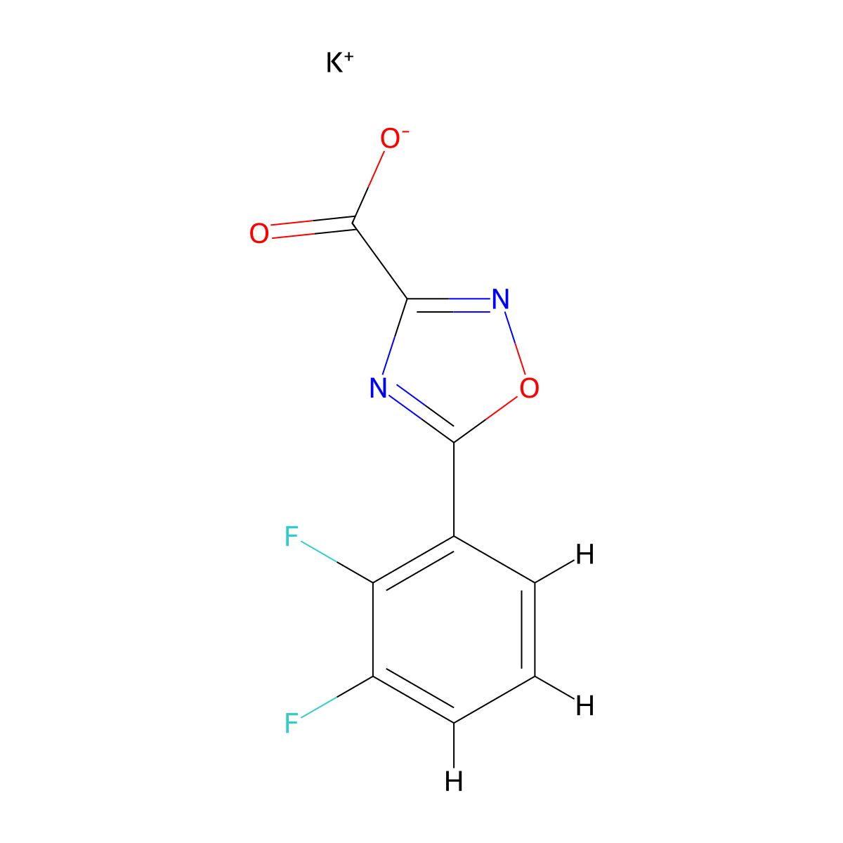 Potassium 5-(2,3-difluorophenyl)-1,2,4-oxadiazole-3-carboxylate molecular structure, CAS 2866323-34-2