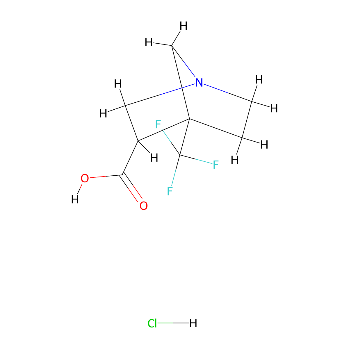 4-(Trifluoromethyl)-1-azabicyclo[2.2.1]heptane-3-carboxylic acid hydrochloride molecular structure, CAS 2866323-38-6