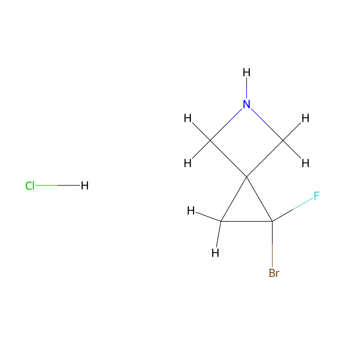 1-Bromo-1-fluoro-5-azaspiro[2.3]hexane hydrochloride molecular structure, CAS 2866323-43-3