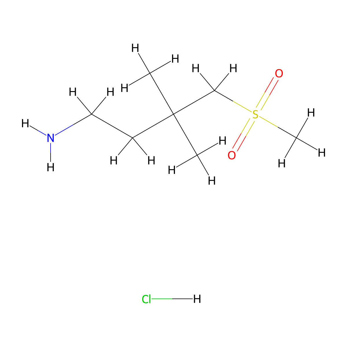 4-Methanesulfonyl-3,3-dimethylbutan-1-amine hydrochloride molecular structure, CAS 2866323-48-8