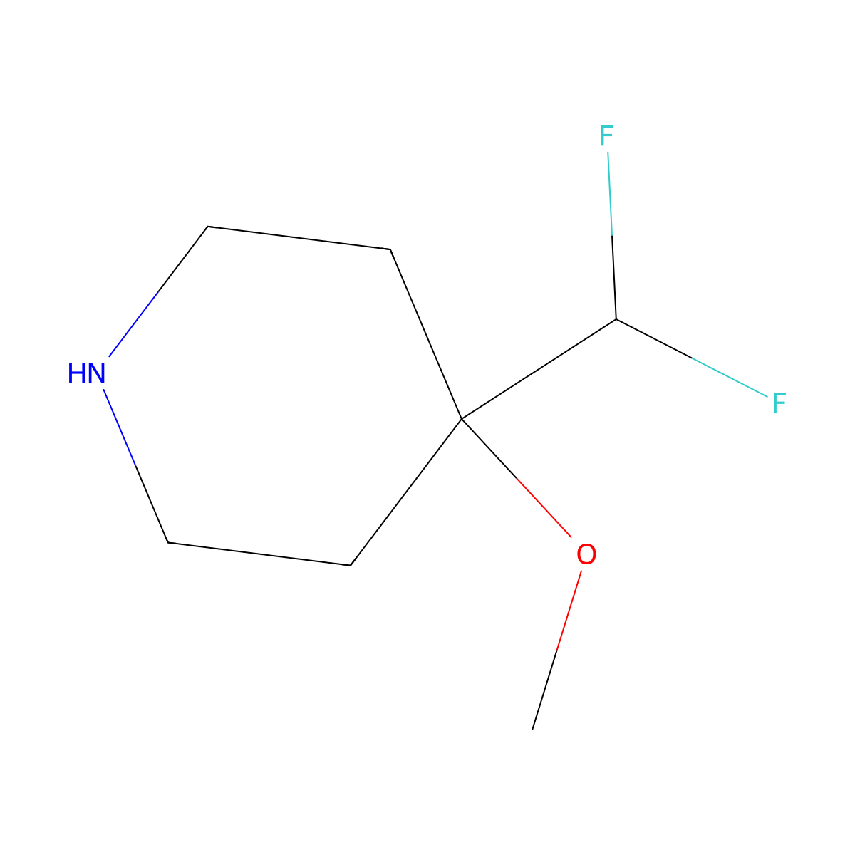 4-(Difluoromethyl)-4-methoxypiperidine molecular structure, CAS 2866323-67-1