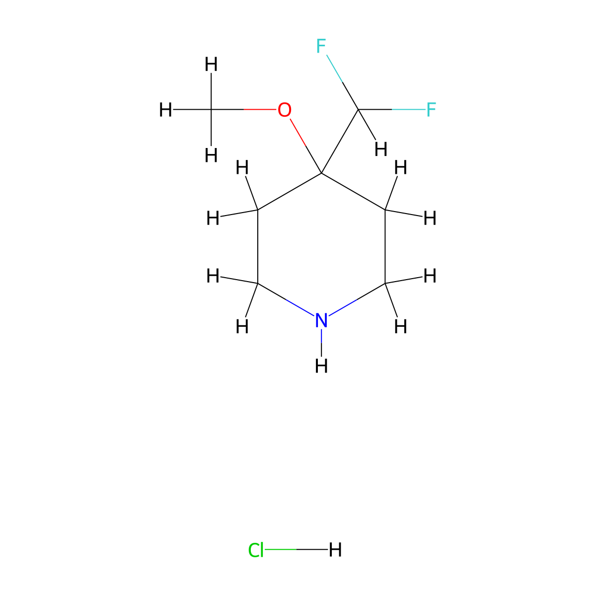 4-(Difluoromethyl)-4-methoxypiperidine hydrochloride molecular structure, CAS 2866323-68-2