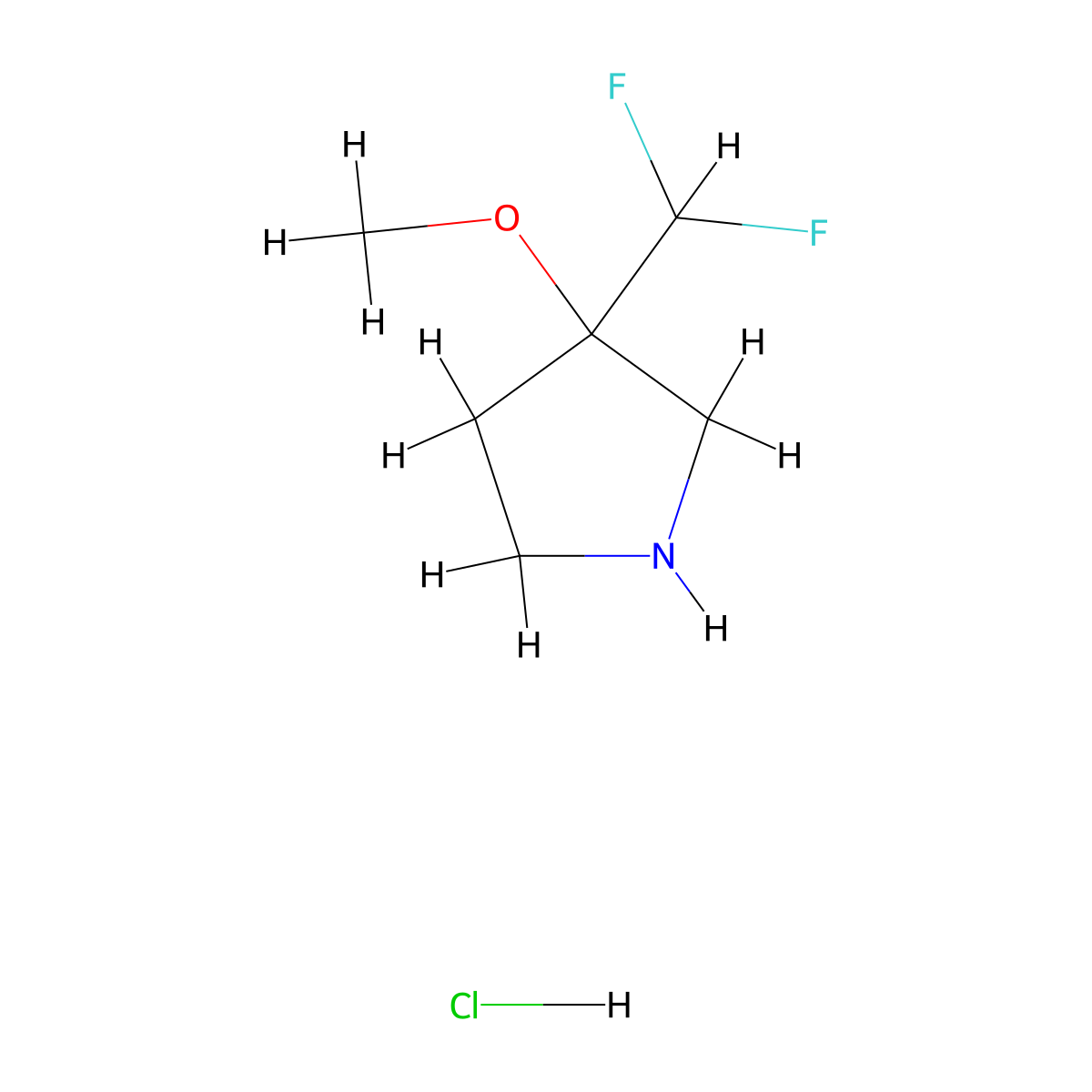 3-(Difluoromethyl)-3-methoxypyrrolidine hydrochloride molecular structure, CAS 2866323-72-8