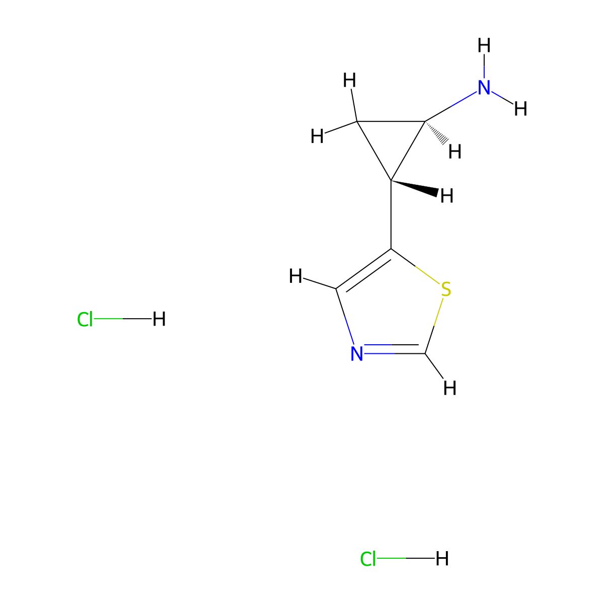 rac-(1R,2R)-2-(1,3-thiazol-5-yl)cyclopropan-1-amine dihydrochloride molecular structure, CAS 2866323-74-0