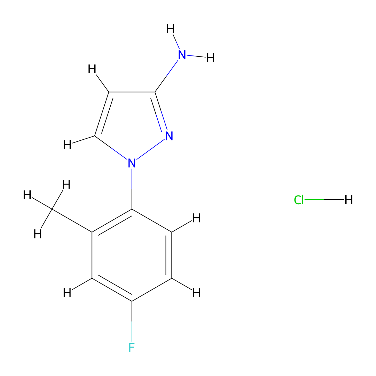 1-(4-fluoro-2-methylphenyl)-1H-pyrazol-3-amine hydrochloride molecular structure, CAS 2866323-75-1