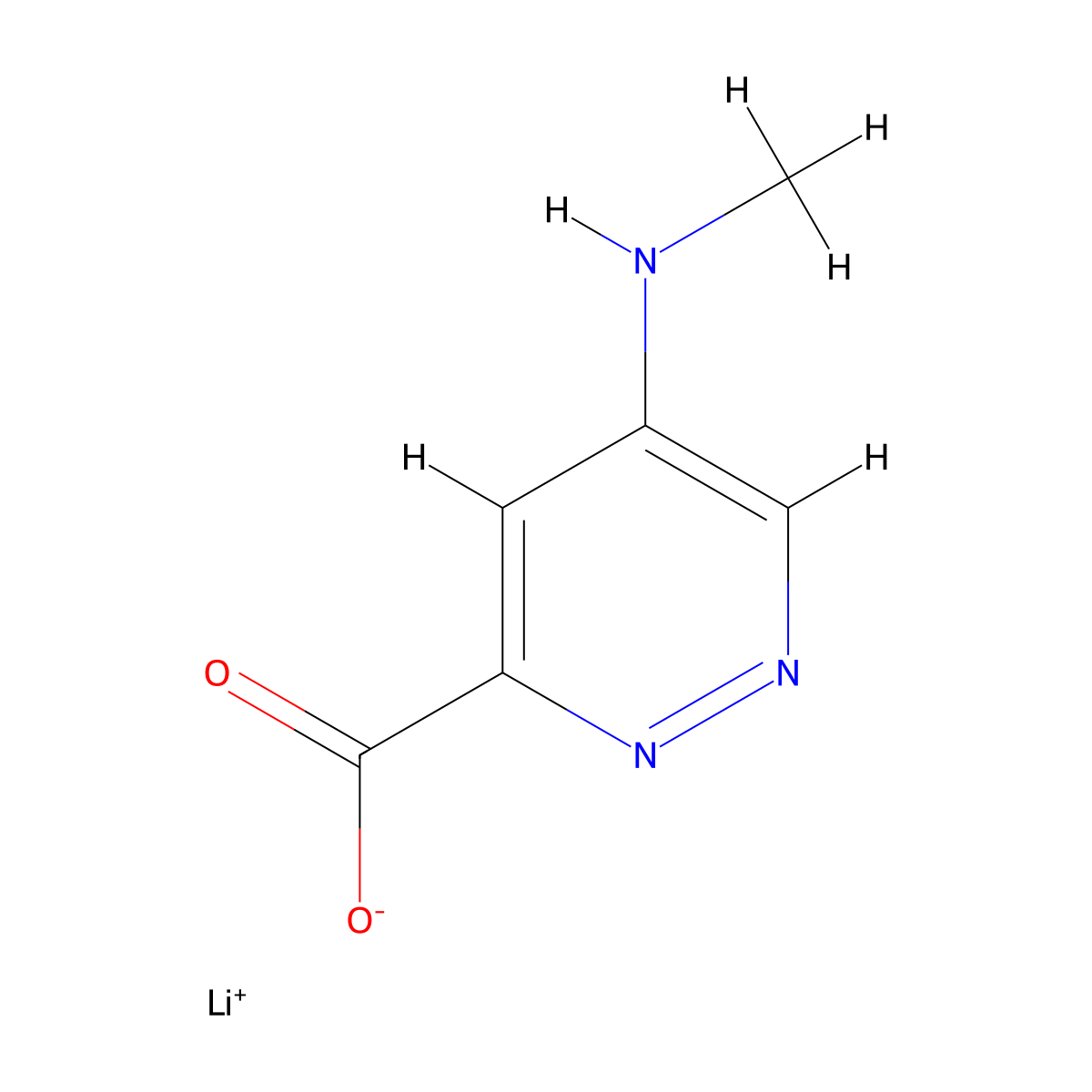 Lithium(1+) 5-(methylamino)pyridazine-3-carboxylate molecular structure, CAS 2866323-77-3