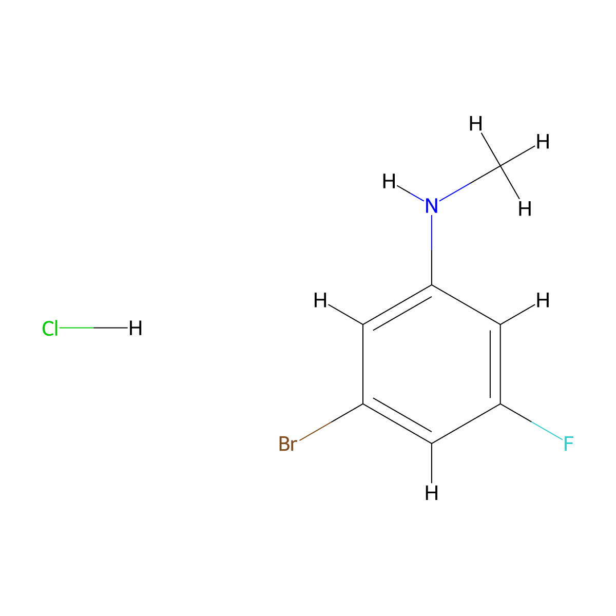 3-bromo-5-fluoro-N-methylaniline hydrochloride molecular structure, CAS 2866323-78-4