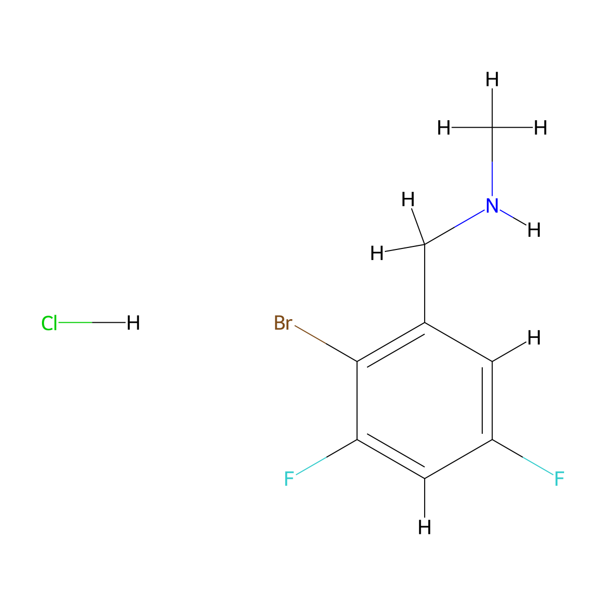 [(2-Bromo-3,5-difluorophenyl)methyl](methyl)amine hydrochloride molecular structure, CAS 2866323-83-1
