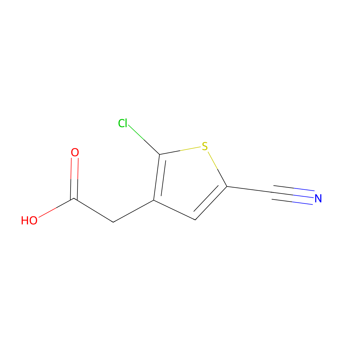 2-(2-Chloro-5-cyanothiophen-3-yl)acetic acid molecular structure, CAS 2866323-87-5