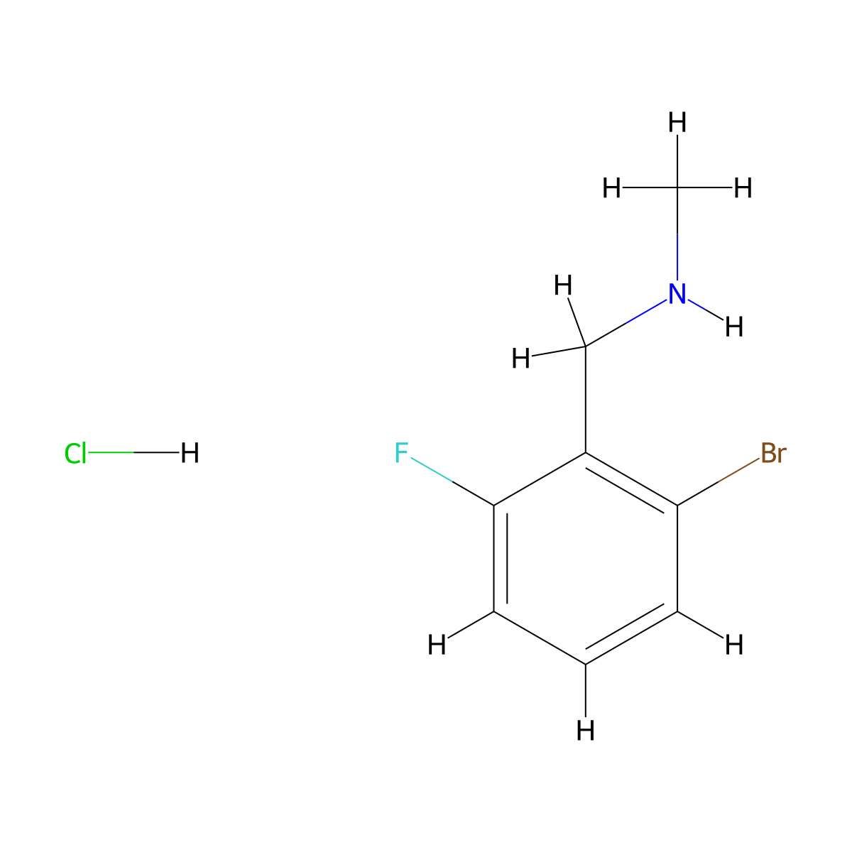 ((2-Bromo-6-fluorophenyl)methyl)(methyl)amine hydrochloride molecular structure, CAS 2866323-88-6