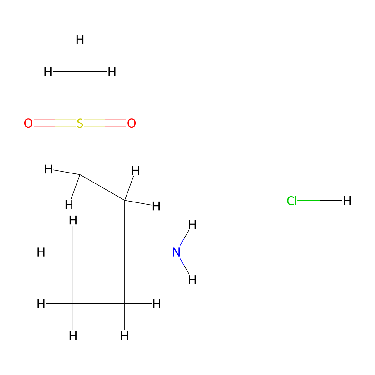 1-(2-Methanesulfonylethyl)cyclobutan-1-amine hydrochloride molecular structure, CAS 2866323-91-1