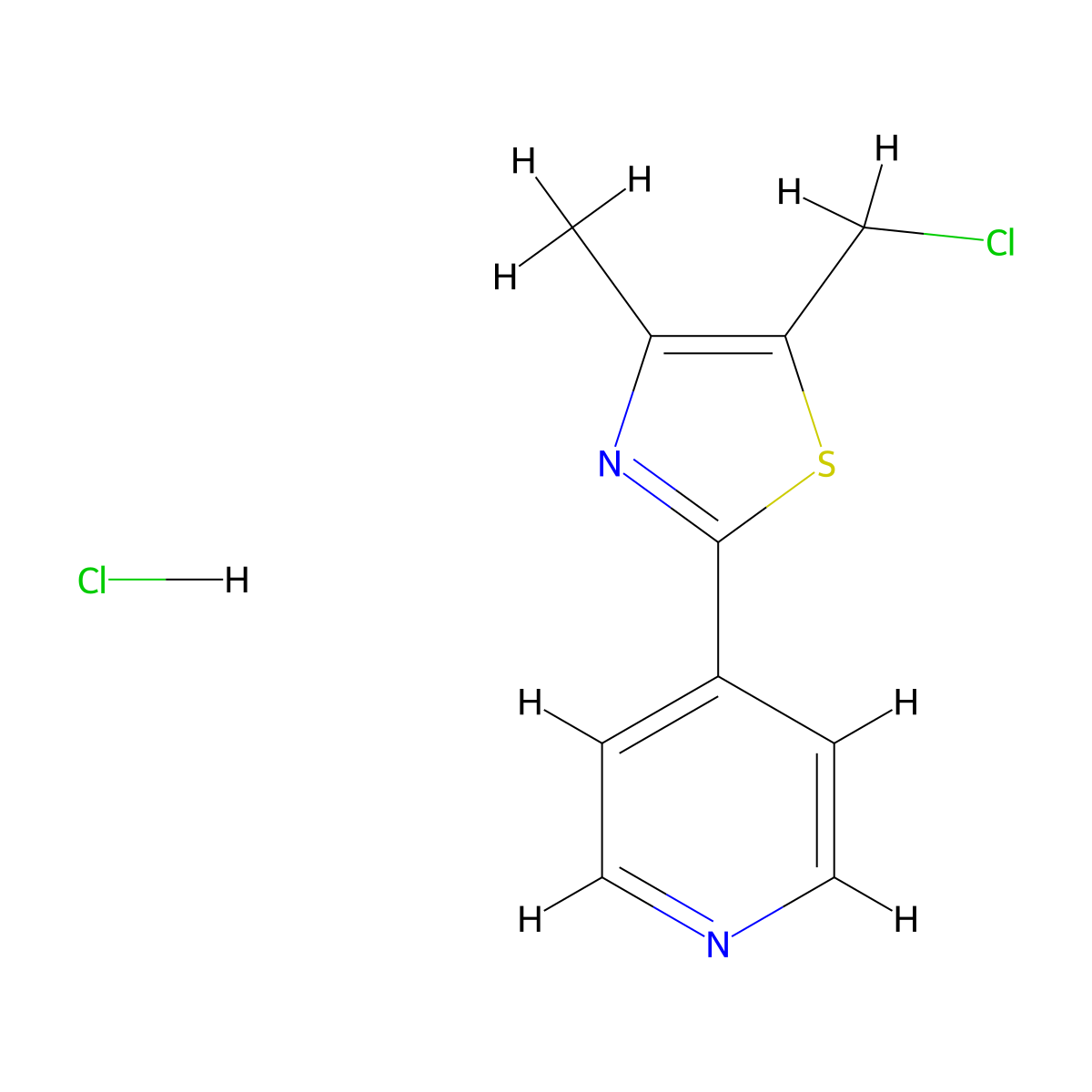 4-[5-(Chloromethyl)-4-methyl-1,3-thiazol-2-yl]pyridinehydrochloride molecular structure, CAS 2866323-97-7