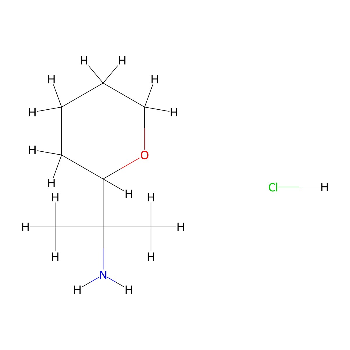 2-(Oxan-2-yl)propan-2-amine hydrochloride molecular structure, CAS 2866324-00-5