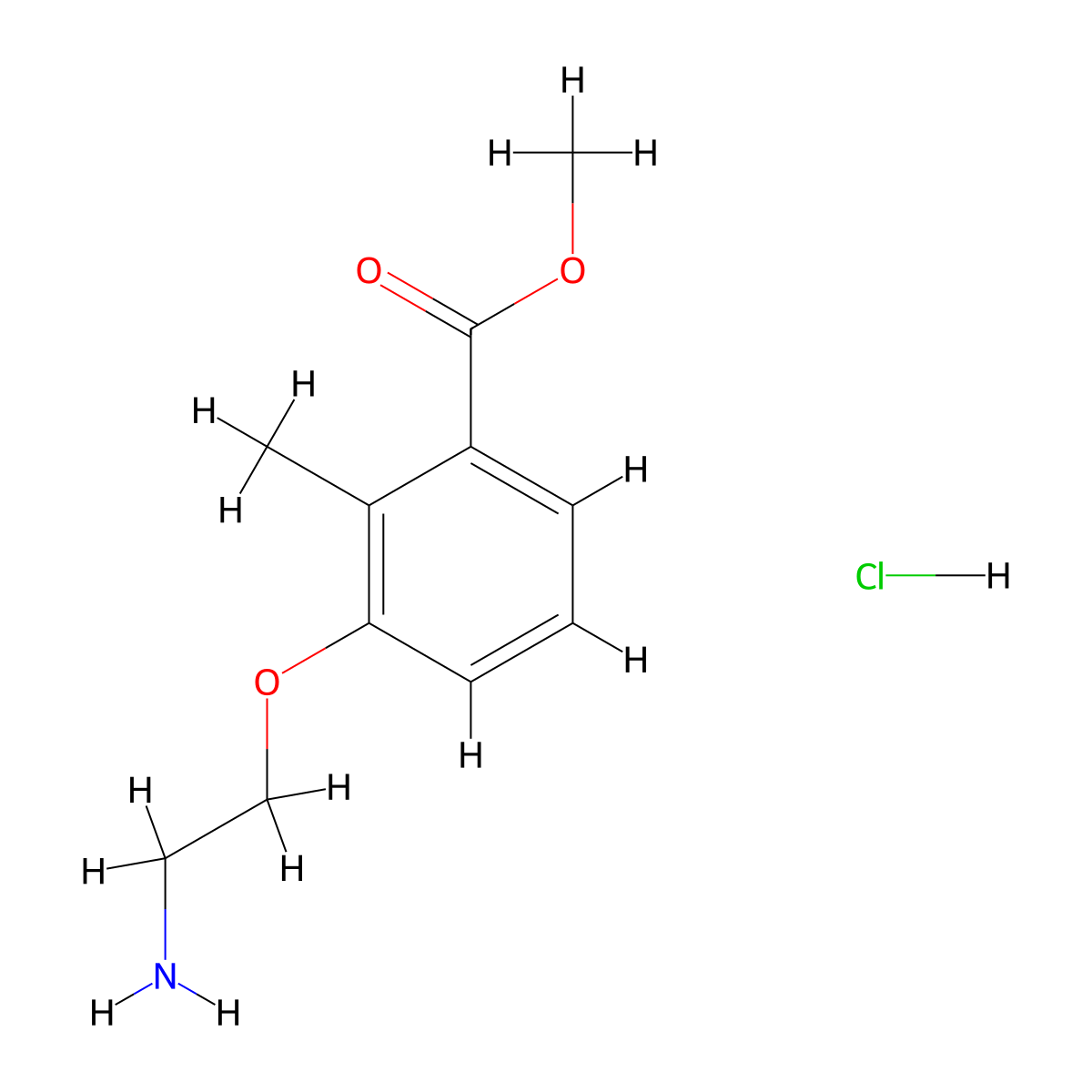 Methyl 3-(2-aminoethoxy)-2-methylbenzoate hydrochloride molecular structure, CAS 2866324-02-7