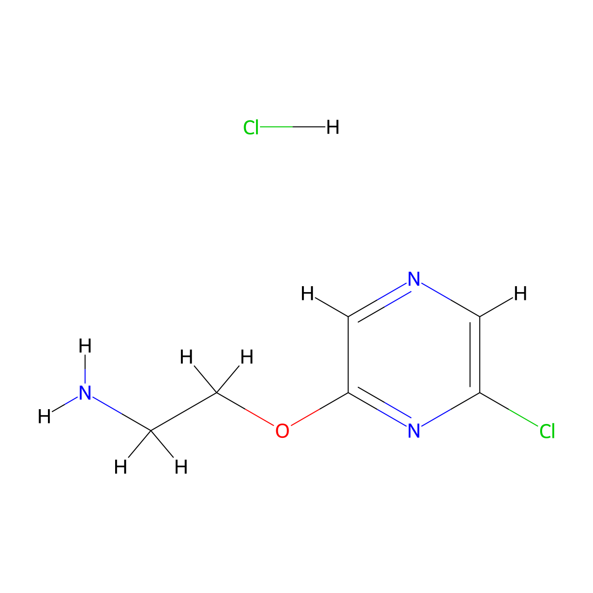 2-[(6-Chloropyrazin-2-yl)oxy]ethan-1-amine hydrochloride molecular structure, CAS 2866324-05-0