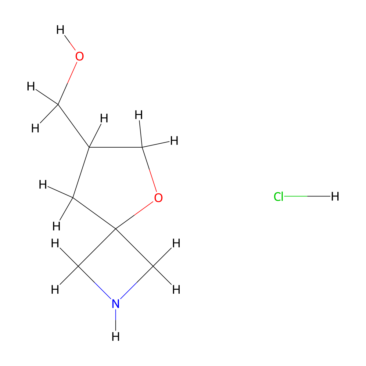 (5-Oxa-2-azaspiro(3.4)octan-7-yl)methanol hydrochloride molecular structure, CAS 2866333-86-8