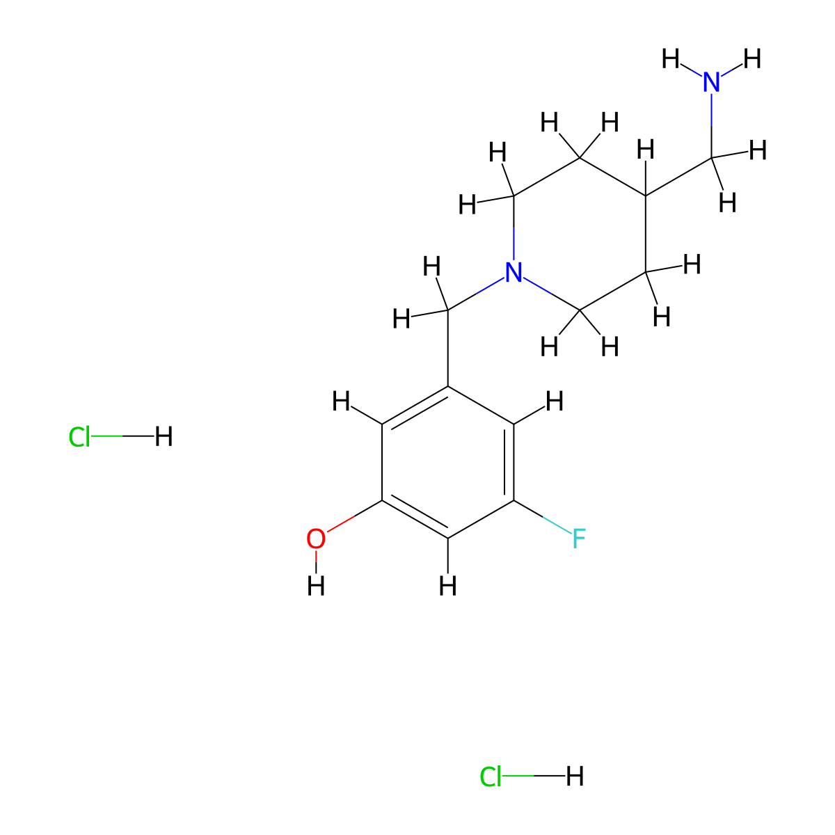 3-{[4-(Aminomethyl)piperidin-1-yl]methyl}-5-fluorophenol dihydrochloride molecular structure, CAS 2866333-88-0