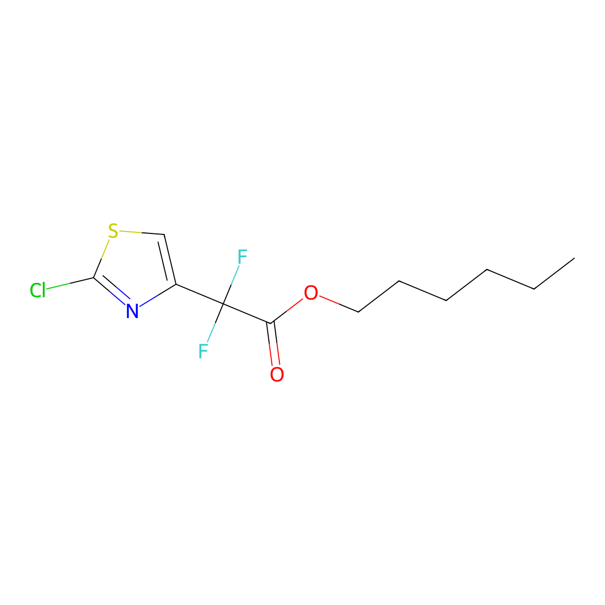 Hexyl 2-(2-chloro-1,3-thiazol-4-yl)-2,2-difluoroacetate molecular structure, CAS 2866333-89-1
