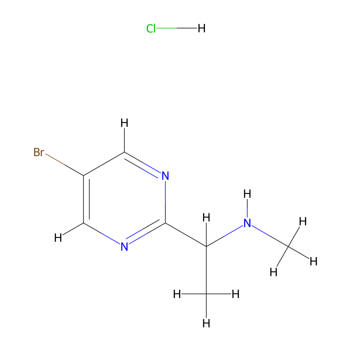 [1-(5-Bromopyrimidin-2-yl)ethyl](methyl)amine hydrochloride molecular structure, CAS 2866334-02-1