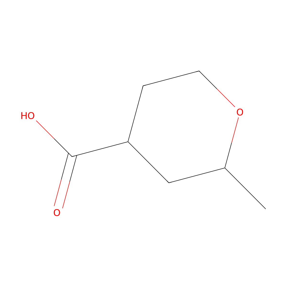 rac-(2R,4S)-2-methyloxane-4-carboxylic acid molecular structure, CAS 2866334-05-4