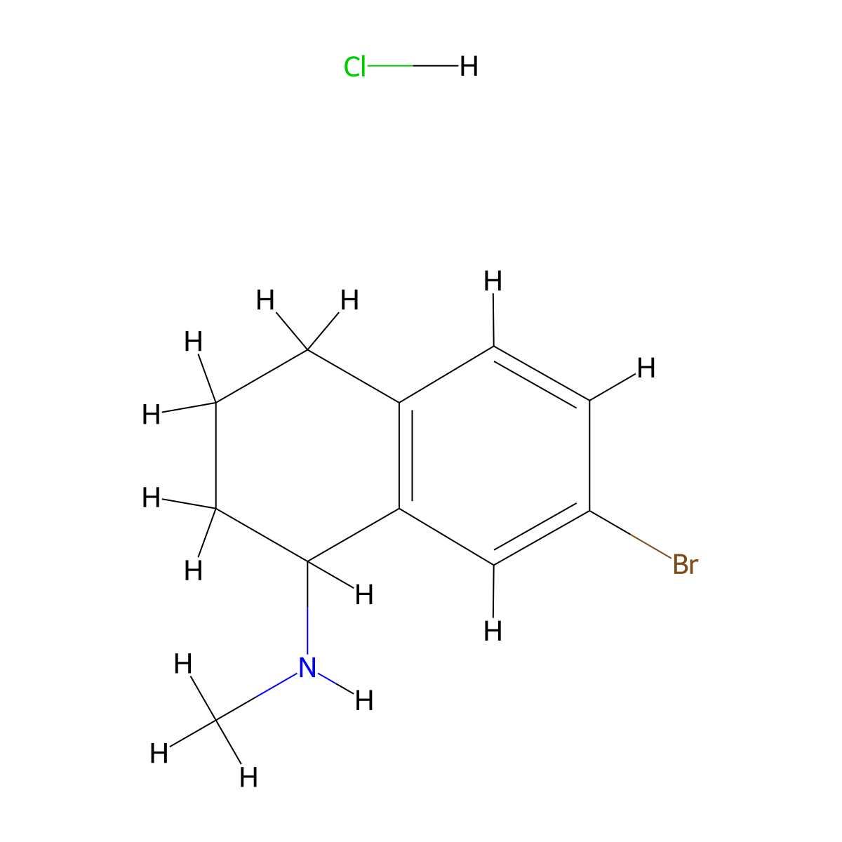 7-bromo-N-methyl-1,2,3,4-tetrahydronaphthalen-1-amine hydrochloride molecular structure, CAS 2866334-06-5