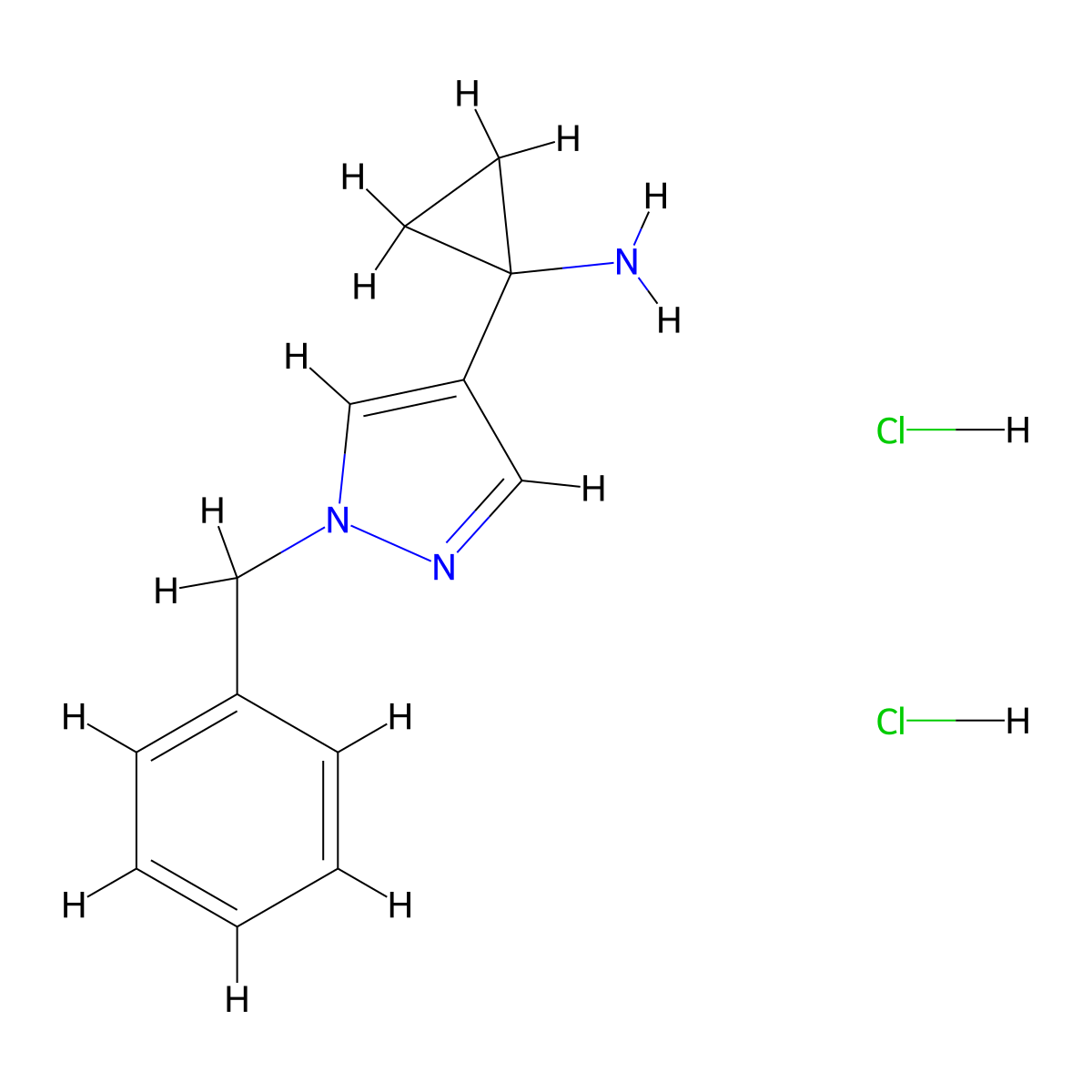 1-(1-benzyl-1H-pyrazol-4-yl)cyclopropan-1-amine dihydrochloride molecular structure, CAS 2866334-07-6