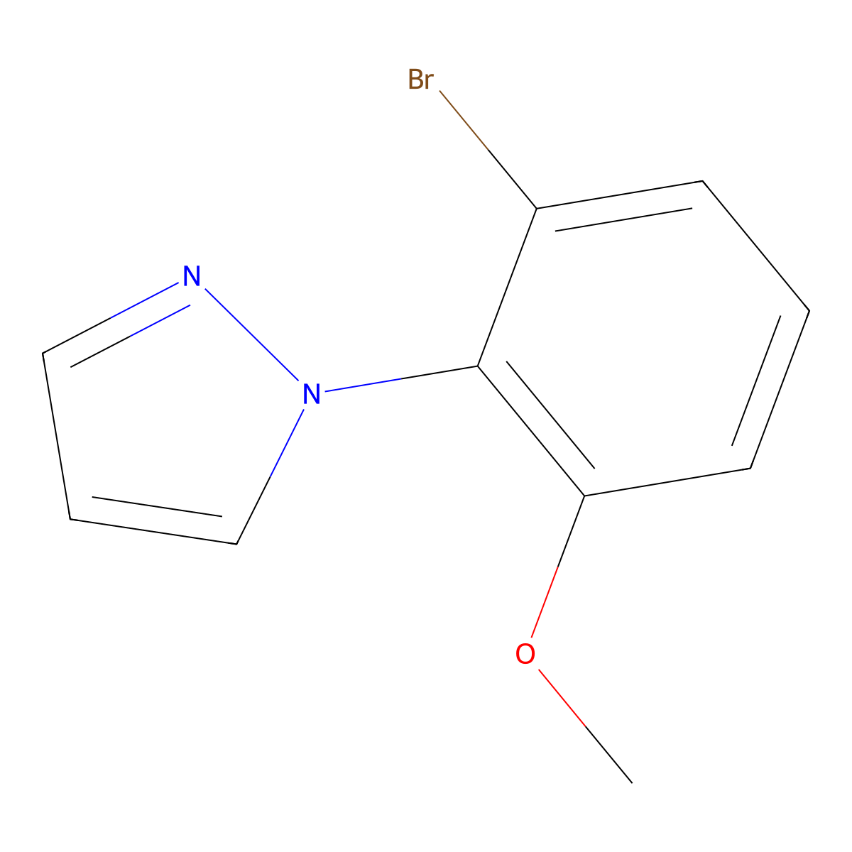 1-(2-bromo-6-methoxyphenyl)-1H-pyrazole molecular structure, CAS 2866334-08-7