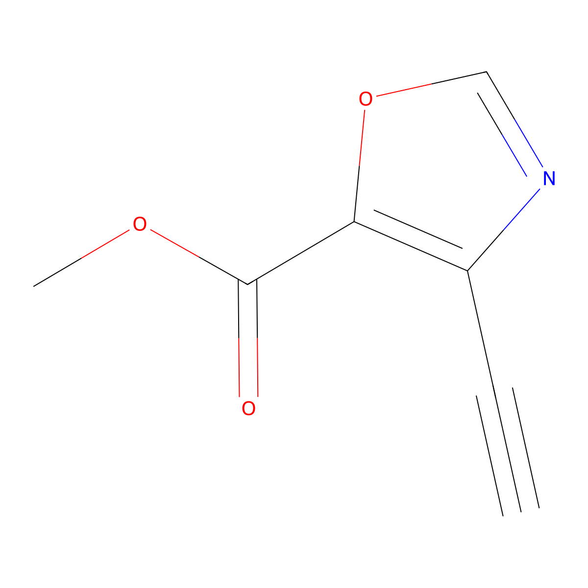 Methyl 4-ethynyl-1,3-oxazole-5-carboxylate molecular structure, CAS 2866334-09-8