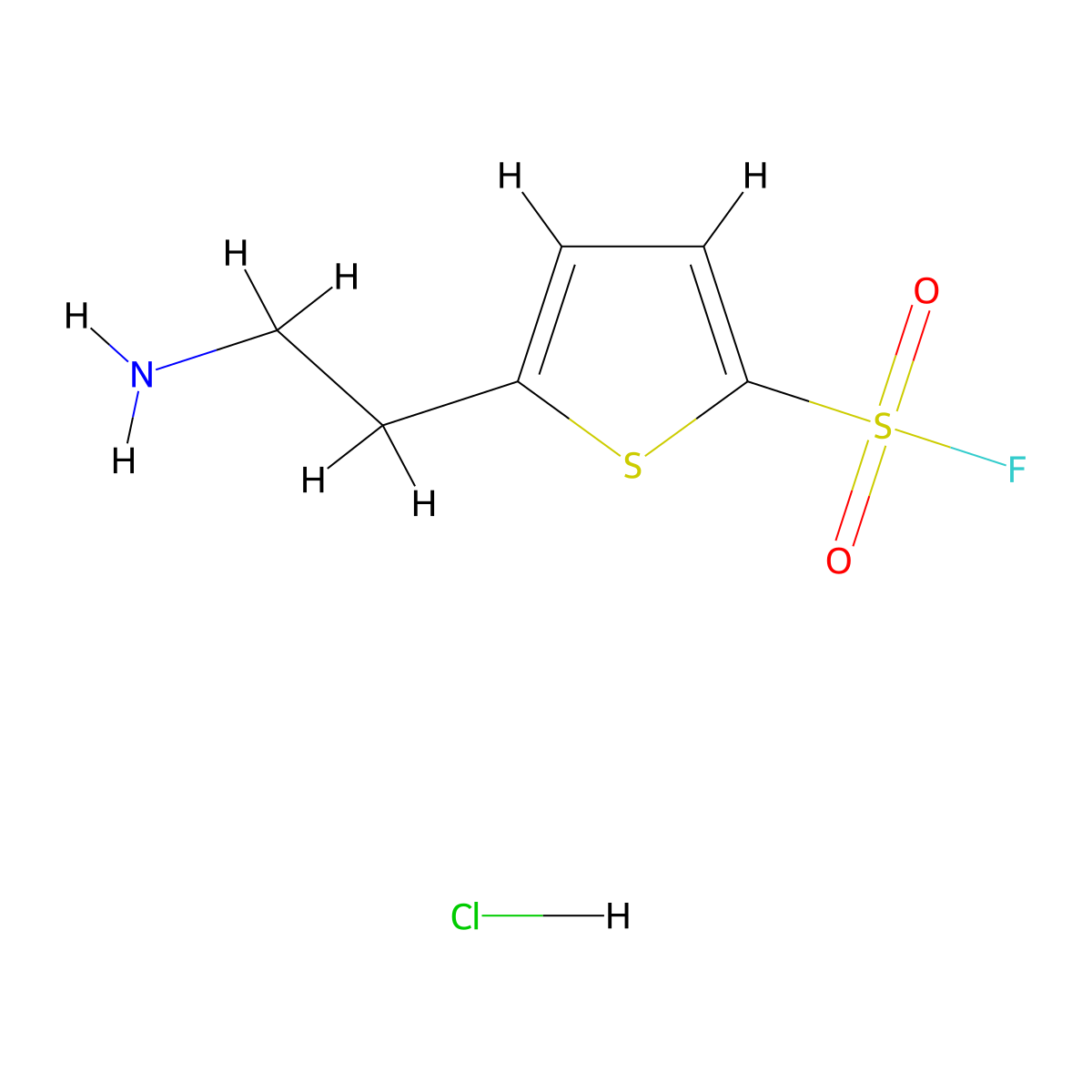 5-(2-Aminoethyl)thiophene-2-sulfonyl fluoride hydrochloride molecular structure, CAS 2866334-18-9