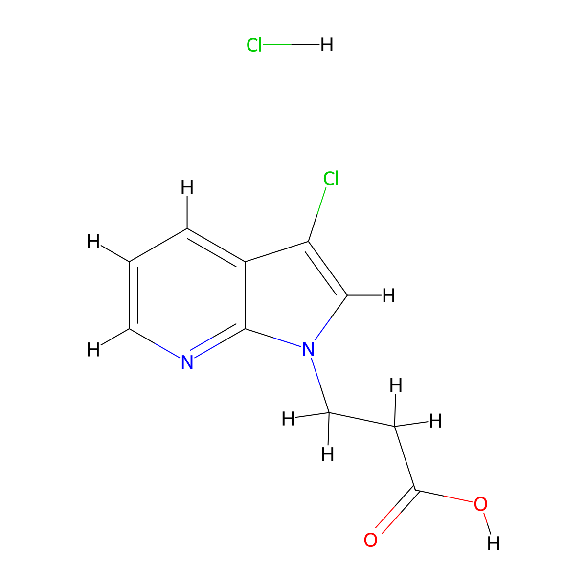 3-{3-chloro-1H-pyrrolo[2,3-b]pyridin-1-yl}propanoic acid hydrochloride molecular structure, CAS 2866334-22-5