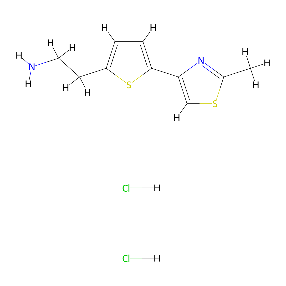 2-(5-(2-Methyl-1,3-thiazol-4-yl)thiophen-2-yl)ethan-1-amine dihydrochloride molecular structure, CAS 2866334-24-7