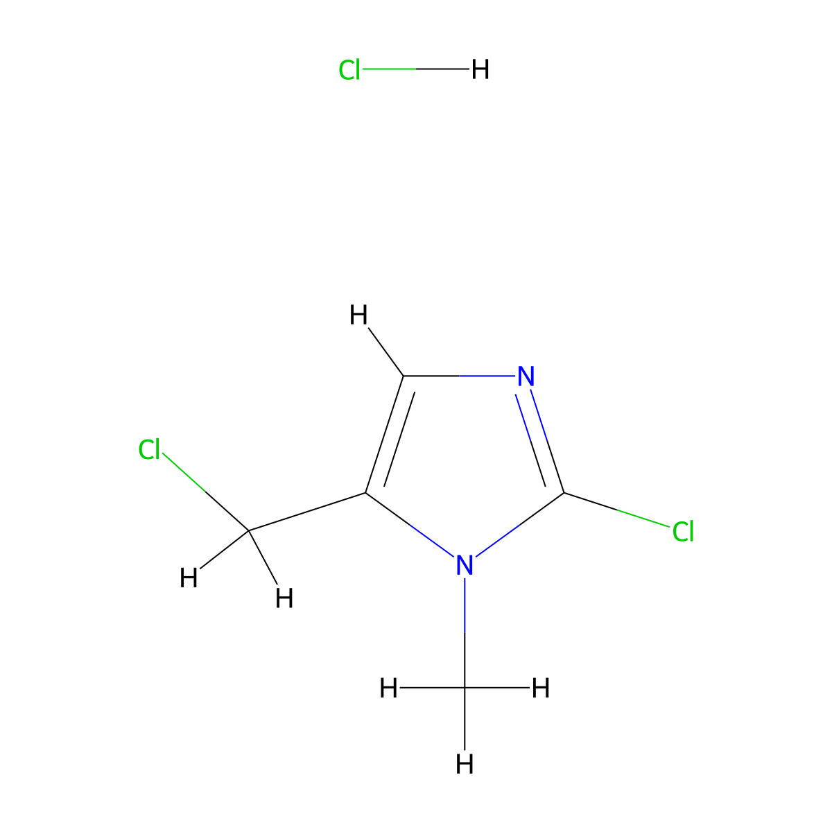 2-chloro-5-(chloromethyl)-1-methyl-1H-imidazole hydrochloride molecular structure, CAS 2866334-31-6