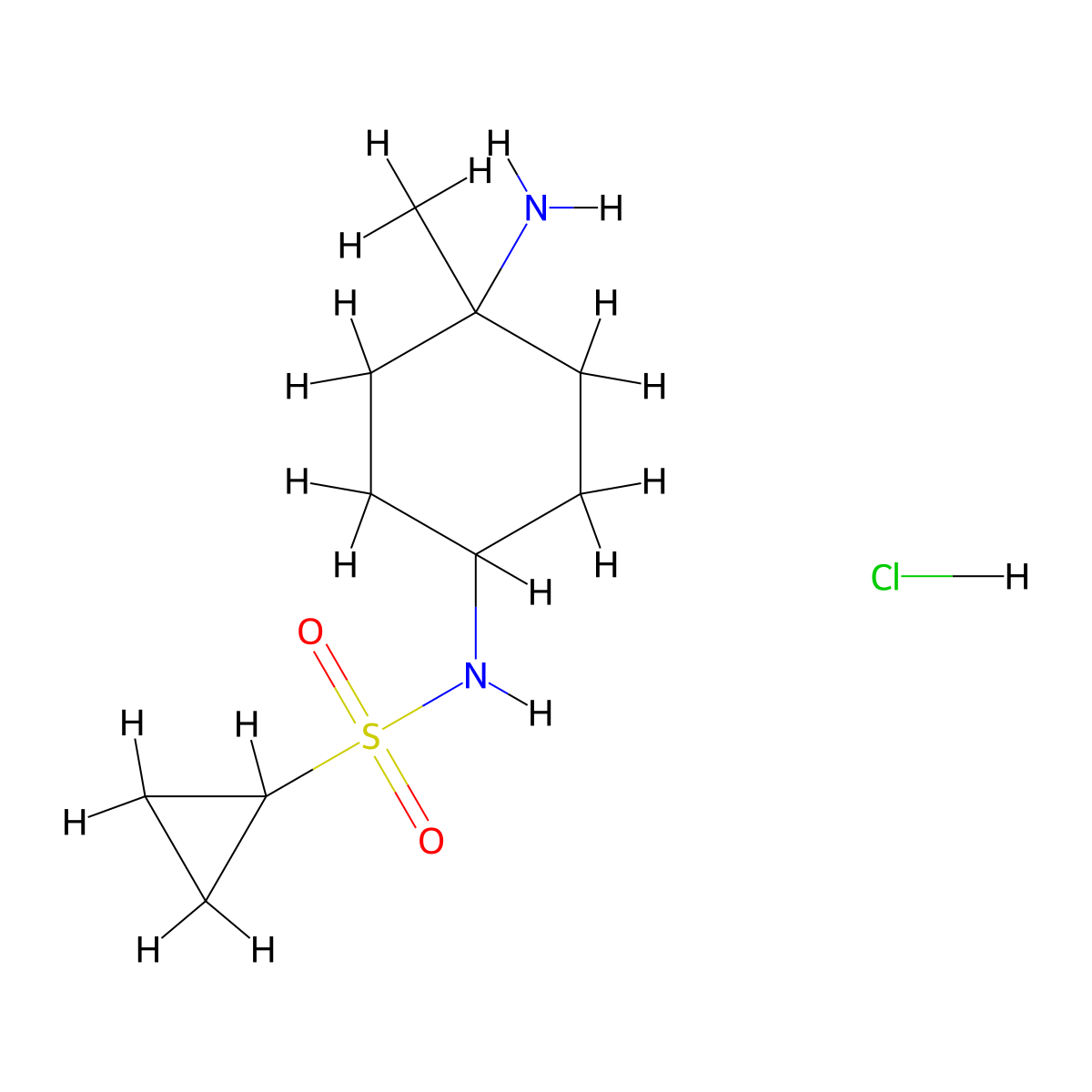 N-(4-amino-4-methylcyclohexyl)cyclopropanesulfonamide hydrochloride molecular structure, CAS 2866334-37-2