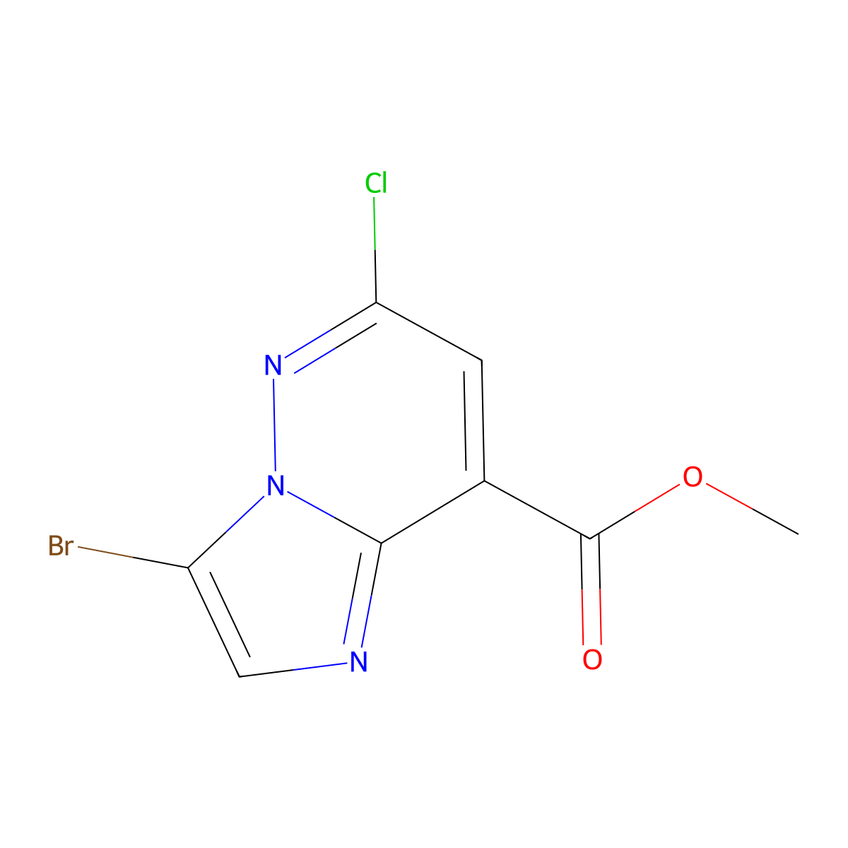Methyl 3-bromo-6-chloroimidazo[1,2-b]pyridazine-8-carboxylate molecular structure, CAS 2866334-39-4