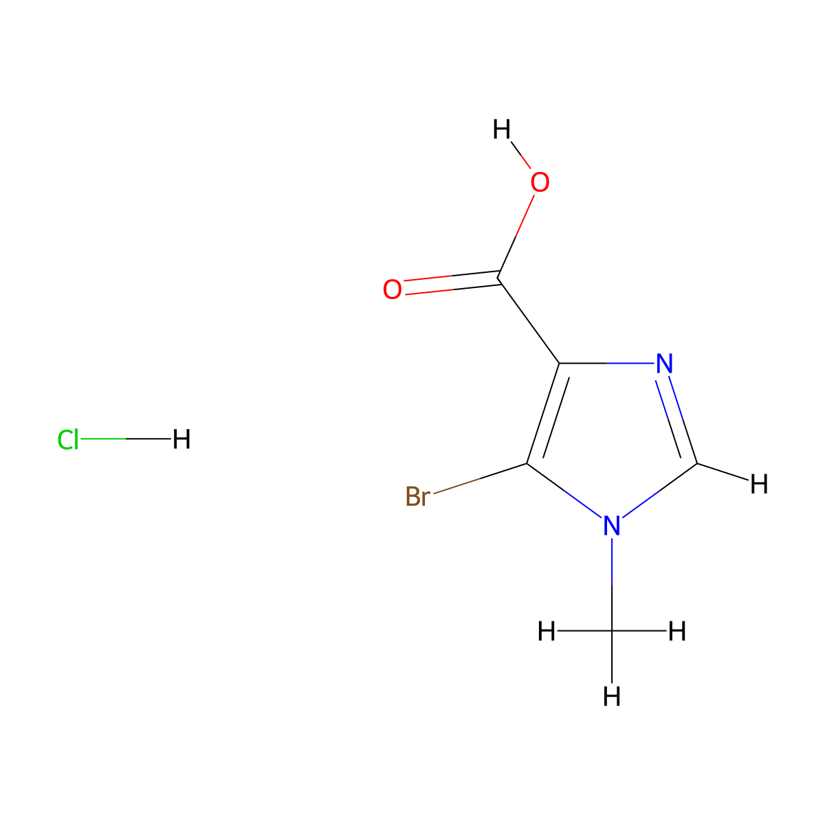 5-bromo-1-methyl-1H-imidazole-4-carboxylic acid hydrochloride molecular structure, CAS 2866334-42-9