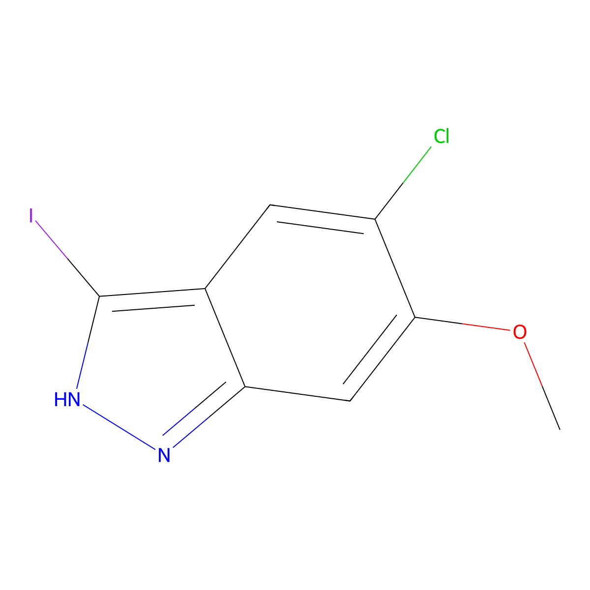 5-chloro-3-iodo-6-methoxy-1H-indazole molecular structure, CAS 2866334-43-0