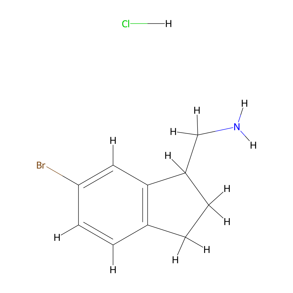 1-(6-bromo-2,3-dihydro-1H-inden-1-yl)methanamine hydrochloride molecular structure, CAS 2866334-47-4