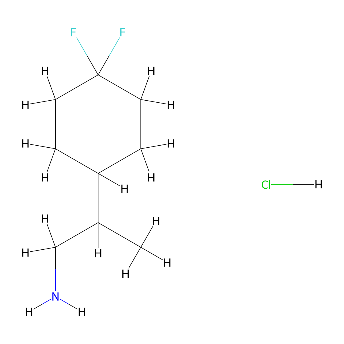2-(4,4-Difluorocyclohexyl)propan-1-amine hydrochloride molecular structure, CAS 2866334-50-9