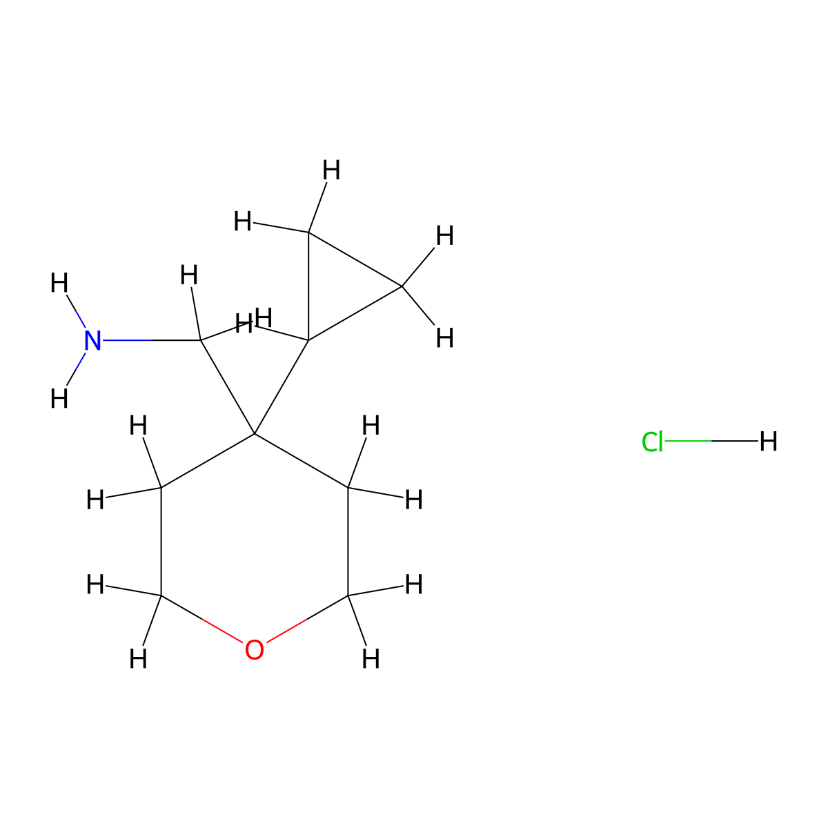 1-(4-Cyclopropyloxan-4-yl)methanamine hydrochloride molecular structure, CAS 2866334-51-0
