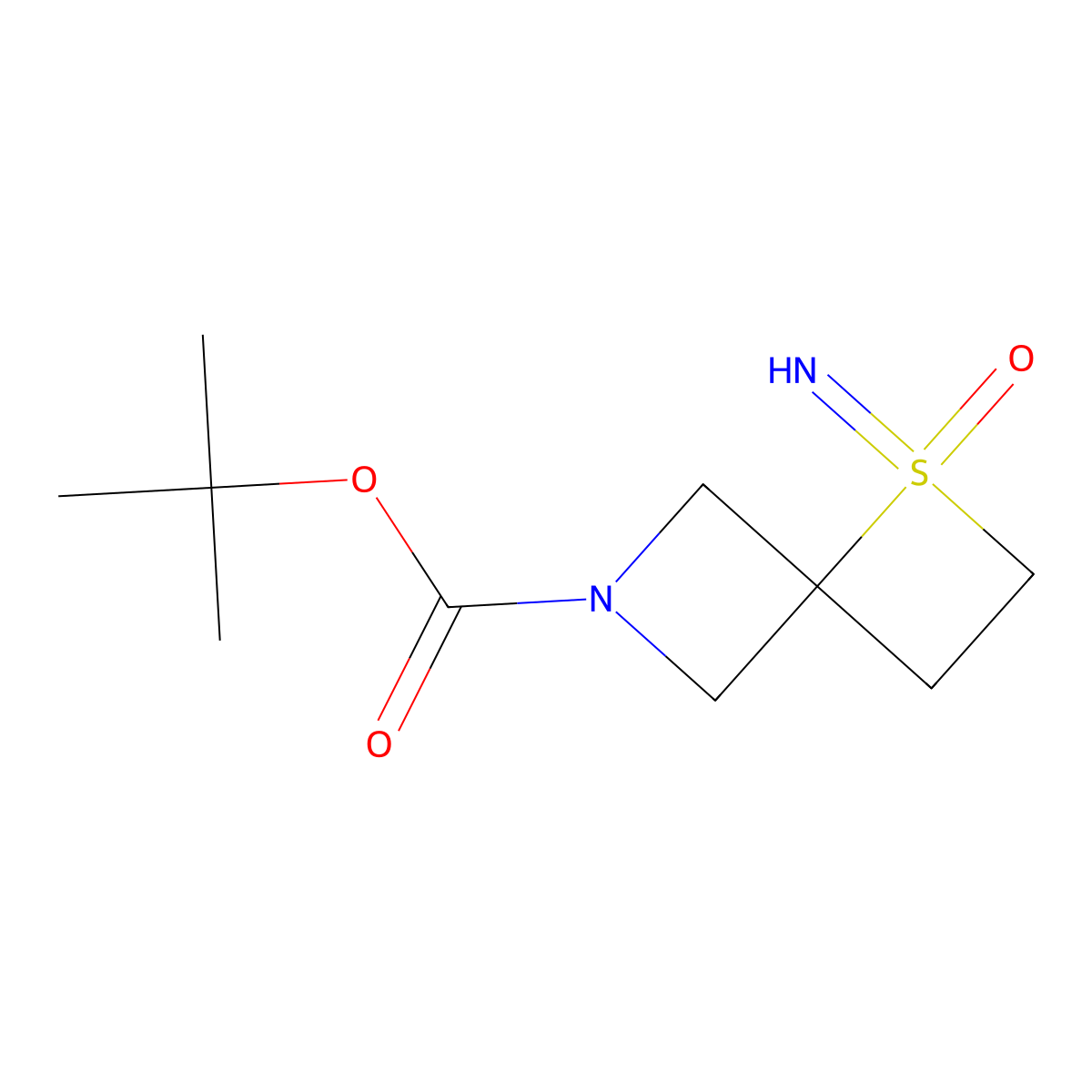 Tert-butyl 1-imino-1-oxo-1lambda6-thia-6-azaspiro[3.3]heptane-6-carboxylate molecular structure, CAS 2866334-54-3