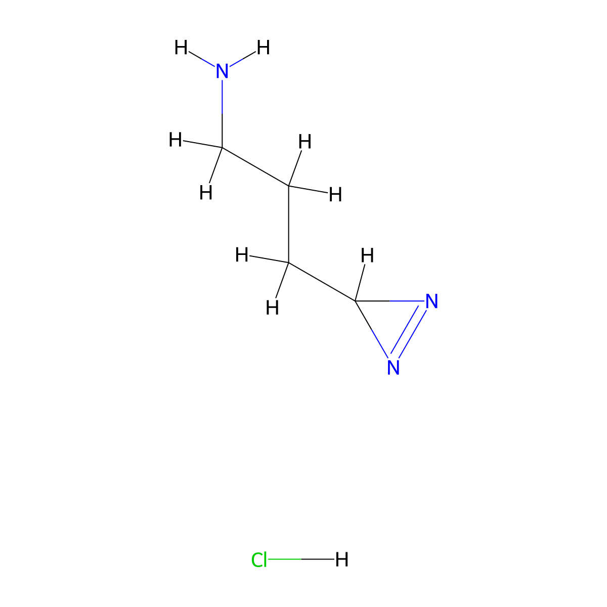 3-(3H-diazirin-3-yl)propan-1-amine hydrochloride molecular structure, CAS 2866334-60-1
