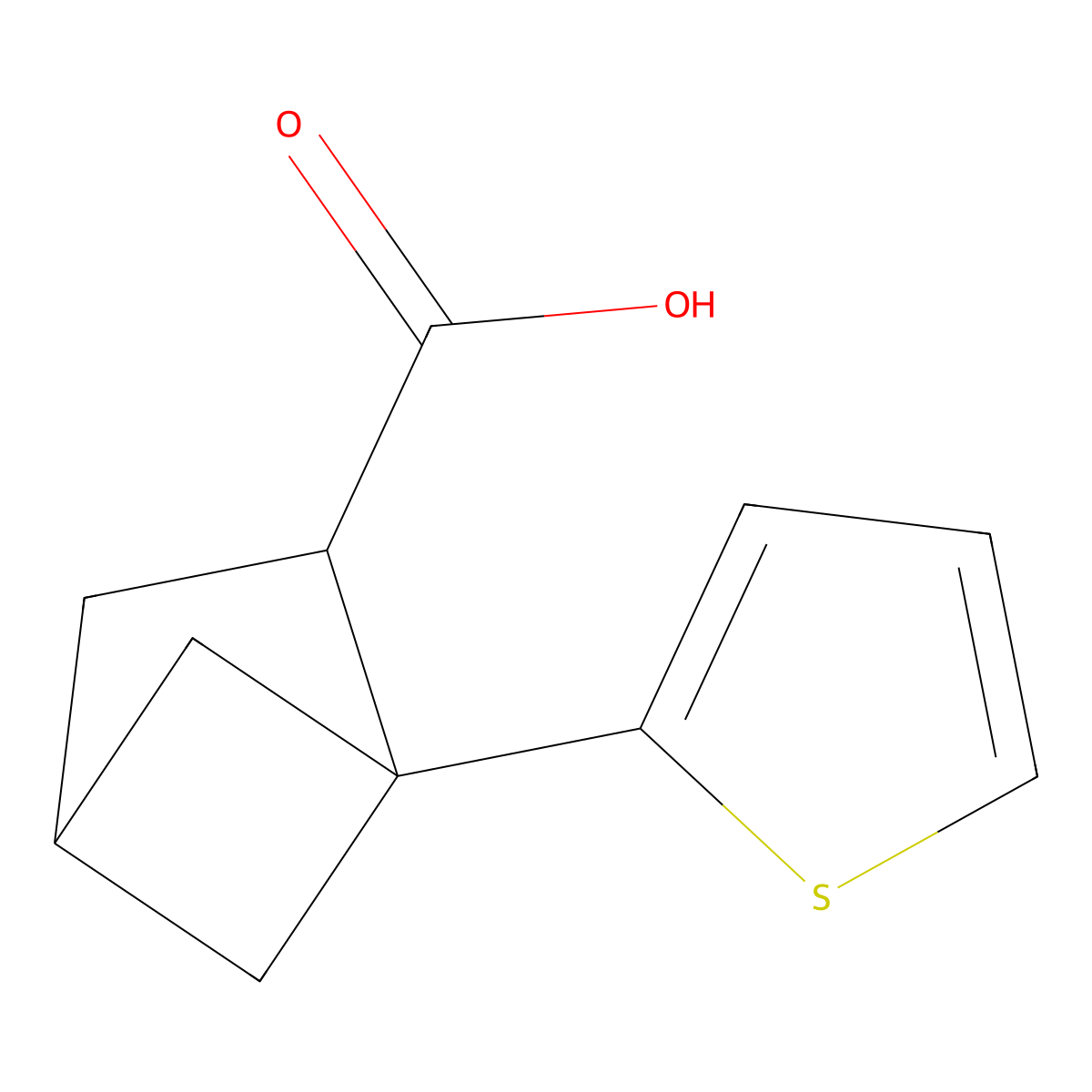1-(Thiophen-2-yl)bicyclo[2.1.1]hexane-2-carboxylic acid molecular structure, CAS 2866334-63-4