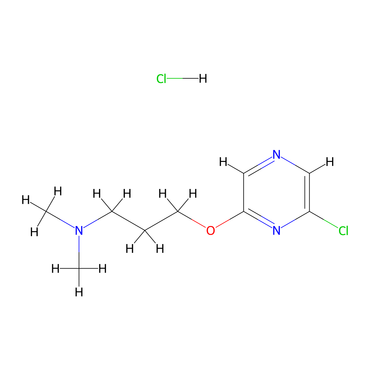 {3-[(6-Chloropyrazin-2-yl)oxy]propyl}dimethylamine hydrochloride molecular structure, CAS 2866334-66-7