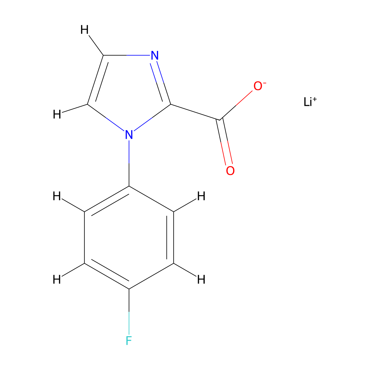 lithium(1+) 1-(4-fluorophenyl)-1H-imidazole-2-carboxylate molecular structure, CAS 2866334-67-8