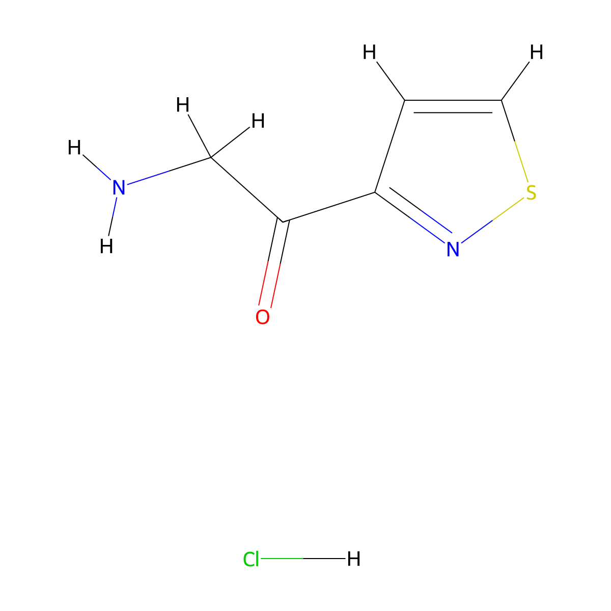2-Amino-1-(1,2-thiazol-3-yl)ethan-1-one hydrochloride molecular structure, CAS 2866334-70-3